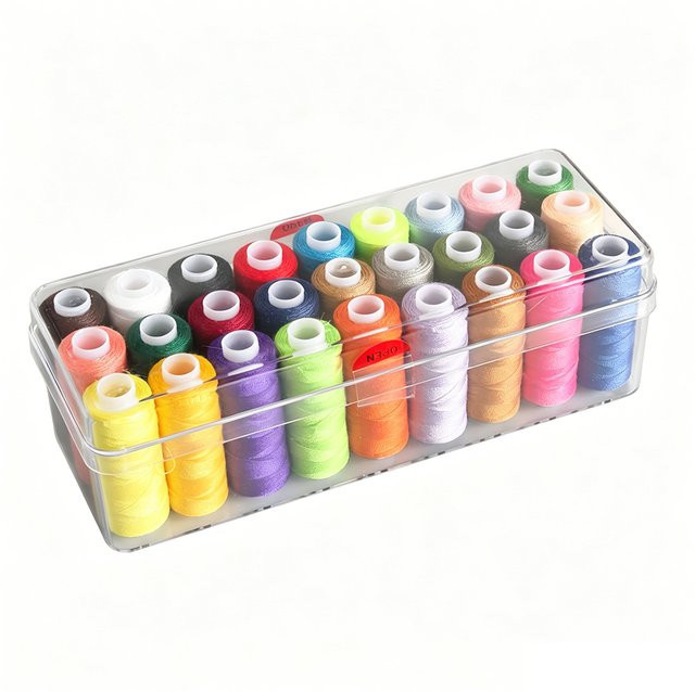 27 Farben Polyester-Nähgarn-Set in Multicolor mit transparenter Aufbewahrungsbox aus Kunststoff - Bild 1