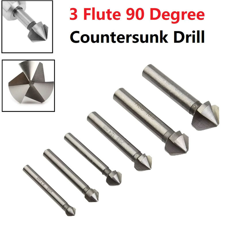 DAZZLEEX 3-Flöten-Senker Bohrer 90 Grad Anfasen Werkzeug für Holz und Metall in Silber - Bild 4