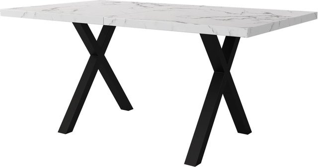 okwish Esstisch und Couchtisch aus Metall und MDF in Weiß, Rechteckig, B/T/H: 140 x 80 x 76 cm - Bild 1
