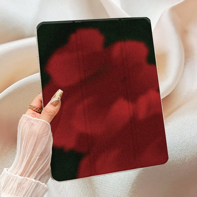 Retro Blumen Tablet Hülle für Apple iPad Pro 10/11 Zoll und iPad Air in Rot mattiert - Bild 1
