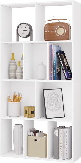 WOLTU Bücherregal in Weiß, 4-stufiges Regal mit 10 offenen Fächern und Rückwand, modernes Aufbewahrungssystem für dein Wohnzimmer, B: 120 cm, T: 60 cm - Bild 1