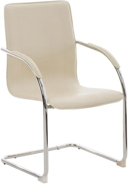 DELUKE Besucherstuhl RABAT Konferenzstuhl und Bürostuhl aus Kunstleder in Creme, B/T/H: 56 x 52 x 94 cm - Bild 1