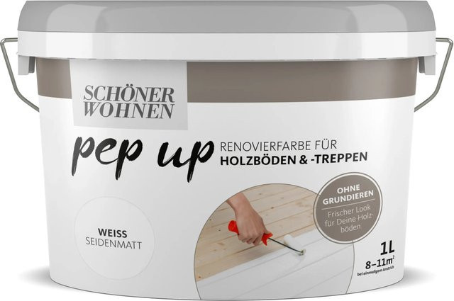 Schöner Wohnen pep up Renovierfarbe für Holzböden und -treppen Weiß, wasserbasiert, 1 l - Bild 1
