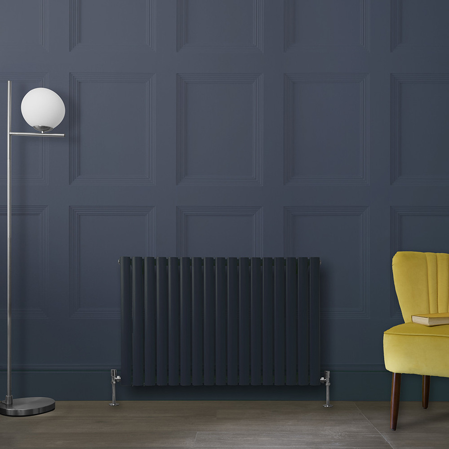 Design Heizkörper Horizontal Doppellagig von Revive in Regal Blue, B: 100 cm, H: 63,5 cm, T: 12,5 cm - Bild 1