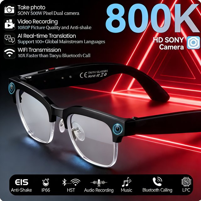 KULANNDER AI Smart Brille mit 8K HD Kamera, Bluetooth für Anrufe, Sprachassistent und KI-Übersetzung, Farben: Blau und Schwarz - Bild 1