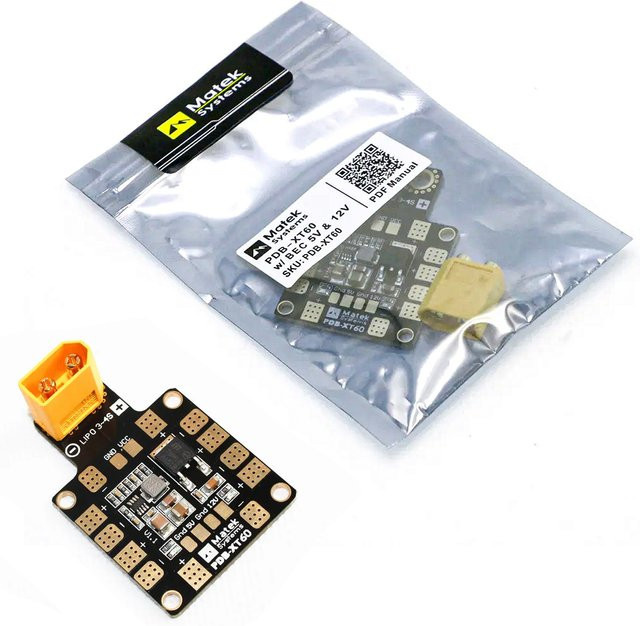 Matek Systems PDB XT60 Stromverteilerplatine mit BEC 5V & 12V in Schwarz für FPV Quadcopter und Drohnen - Bild 1