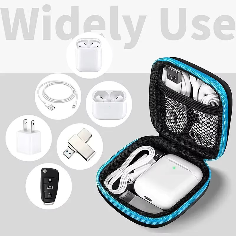 Tragbare Mini Kopfhörertasche und USB-Kabel-Etui in Rot zur Aufbewahrung von Zubehör - Bild 6