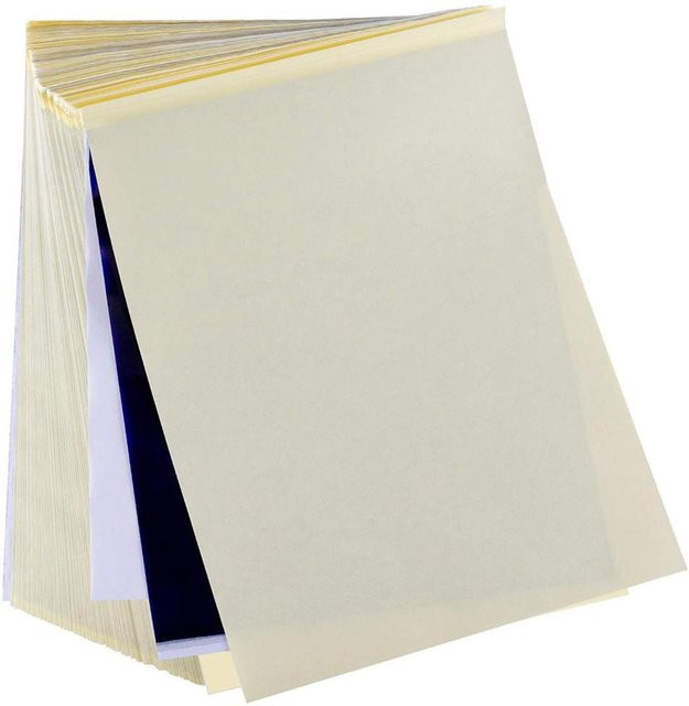 Top 3C Tattoo Transferpapier Set mit 50 Blatt Thermopapier für Tätowierungen in Gelb und Transparent - Bild 1