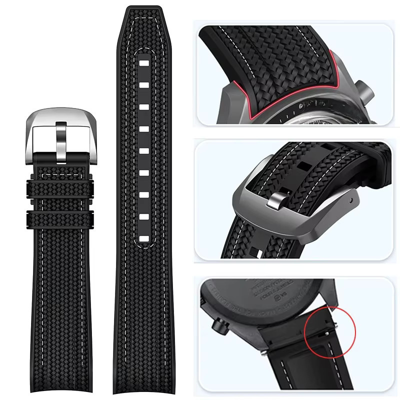 olevo Uhrenarmband Silikon, 20mm, Schwarz, Unisex - Bild 7