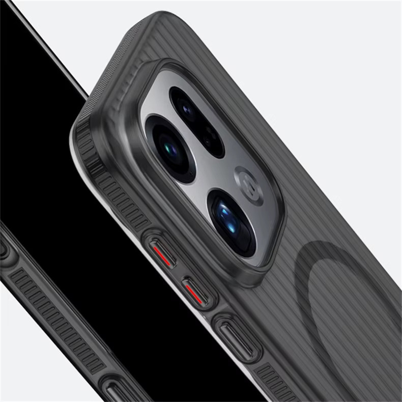 Magnetische MagSafe Schutzhülle für Oppo Find X9 Pro und Find X9 5G, transparent matt mit Streifen-Design und schlanker Hartschalen-Stoßstange - Bild 3