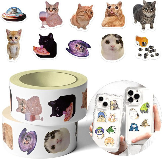 Findohope Katzen-Meme Aufkleber Set in Multicolour für Laptop, Wasserflasche und Handy - Bild 1