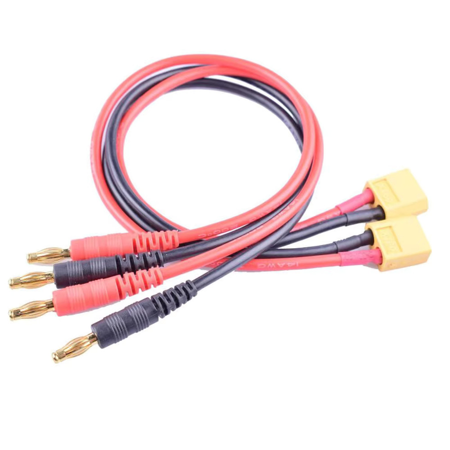 2er-Set XT60 RC-Ladekabel mit 4 mm Bananensteckern in Gold für RC Lipo Akkus mit USB-C Anschluss - Bild 2
