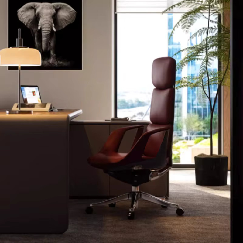 Ergonomischer Drehstuhl DUTRIEUX in Rot aus Kunstleder mit Armlehnen und Kopfstütze für Home-Office und Gaming - Bild 2