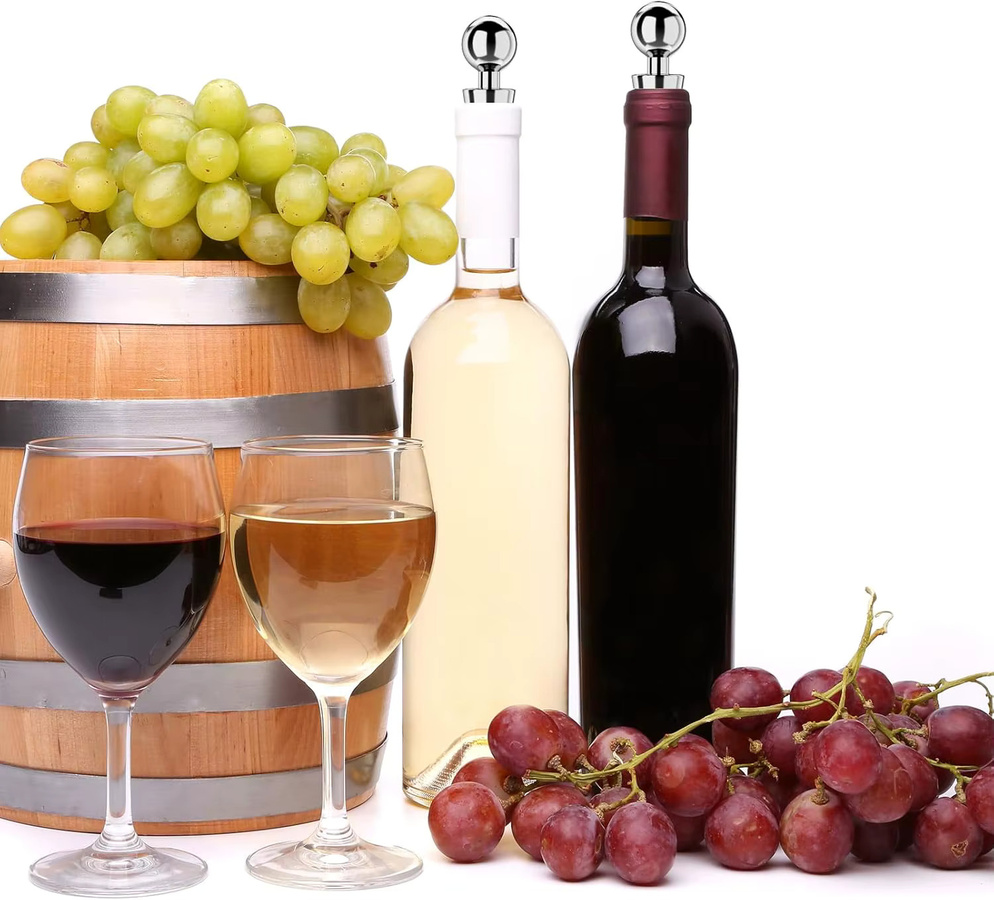 Set aus 3 oder 6 Vakuum-Weinstoppern aus Silikon und Edelstahl, auslaufsicherer Weinflaschenverschluss zur Aufbewahrung von Wein und Whisky - Bild 4