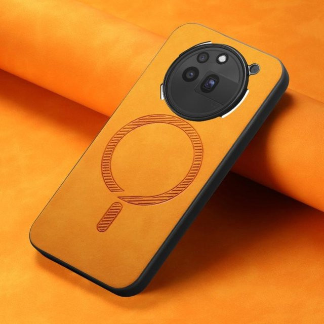 Lederhülle für Nothing Phone 3a Pro in Orange mit Unterstützung für magnetisches kabelloses Laden - Bild 1