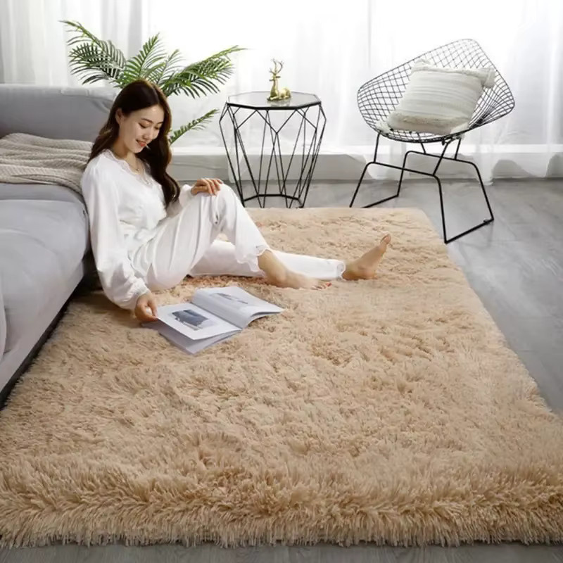 VIKAMA Seiden- und Wollteppich in Pink, einfarbig und schlicht im minimalistischen Design, schmutzabweisend und warm für dein Schlafzimmer - Bild 2