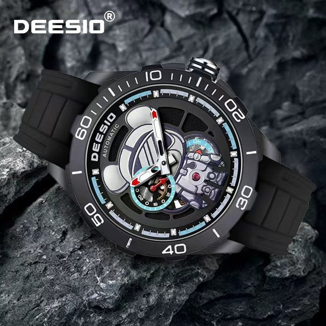 Deesio Armbanduhr Herren, Automatik, Kohlefasergehäuse, Saphirglas, Schwarz - Bild 1