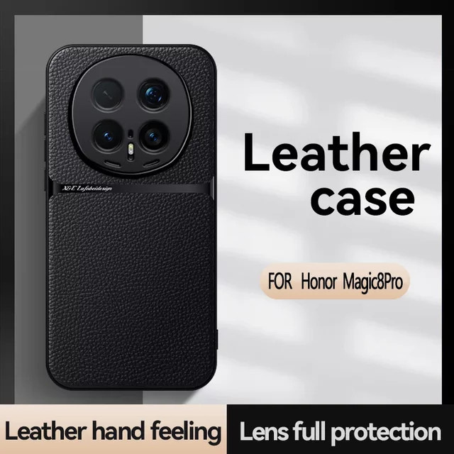 Magnetische Honor Magic 8 Pro Hülle aus PU-Leder und TPU mit Kameraschutz in Blau oder Schwarz - Bild 1