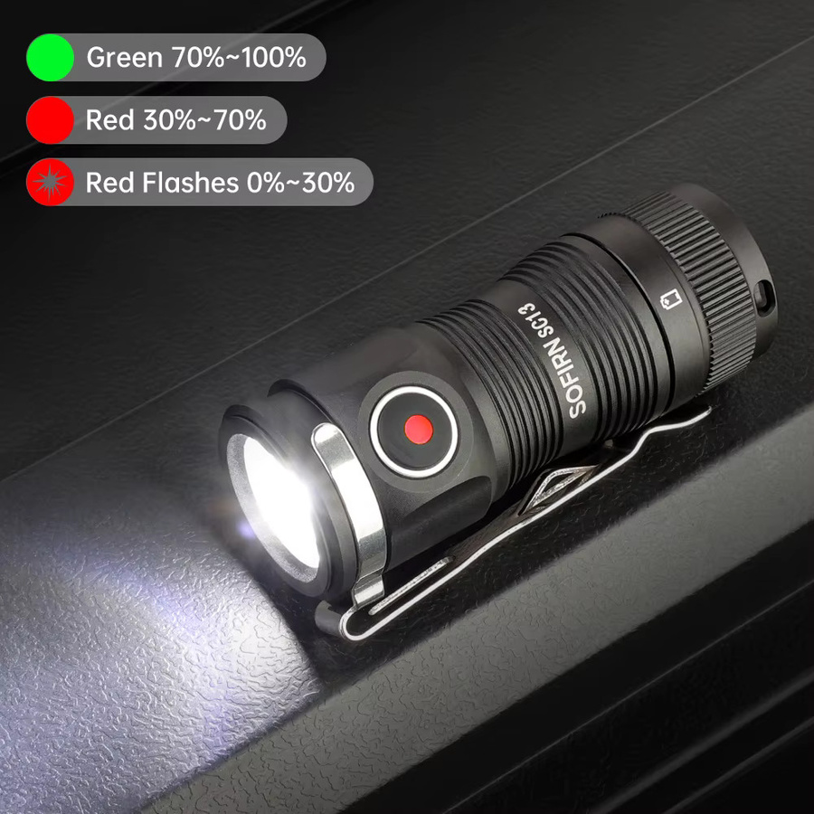 SOFIRN SC13 Taktische LED Taschenlampe mit 1300lm, Wiederaufladbar, 6000K Kaltweiß, Schwarz oder Grün - Bild 4