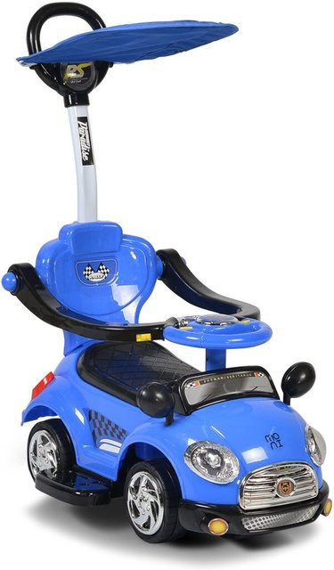 Moni Paradies 3 in 1 Rutschauto mit Musik, Schiebestange und Sonnendach in blau - Bild 1