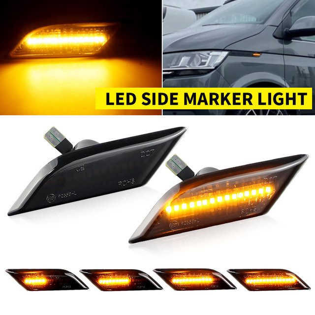 APMATAUTO 2 Stück Dynamische LED-Seitenmarkierungsleuchten und Blinker für VW Transporter T6.1 Facelift 2020-Up Plug & Play - Bild 1