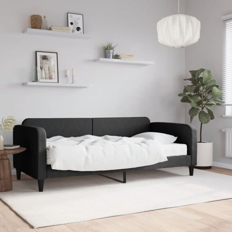 vidaxl Polsterbett Tagesbett mit Matratze aus Stoff und Metall in Schwarz B/T/H: 190 x 90 cm - Bild 1
