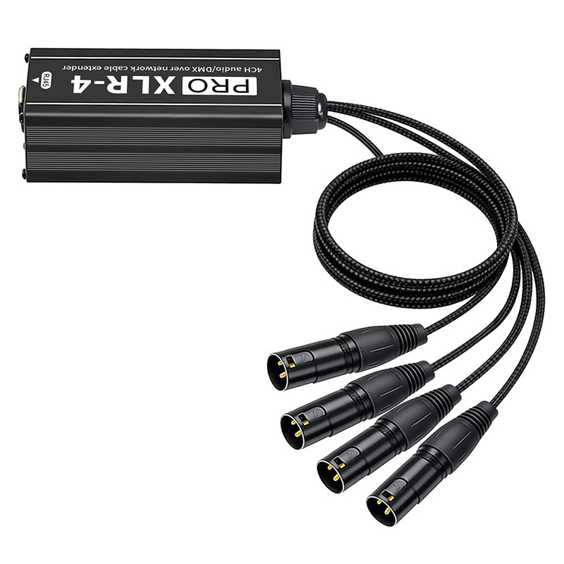 TITAK 4-Kanal XLR-Over-Ethernet-Extender Adapter RJ45 zu 4 XLR-Buchsen in Schwarz für Cat5 Cat6 Cat7 Netzwerkkabel - Bild 4
