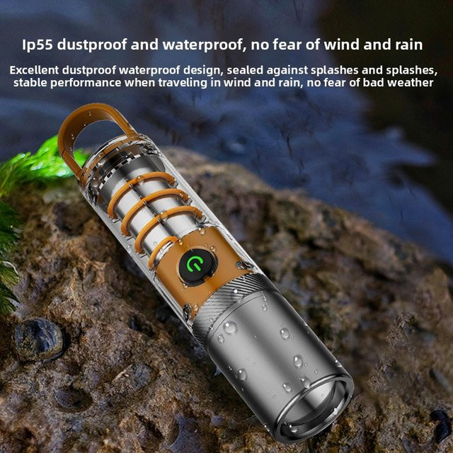 QHSPE Multifunktionale Outdoor-Taschenlampe und Camping-Laterne in Weiß mit wiederaufladbarem Akku und omnidirektionaler Beleuchtung - Bild 1