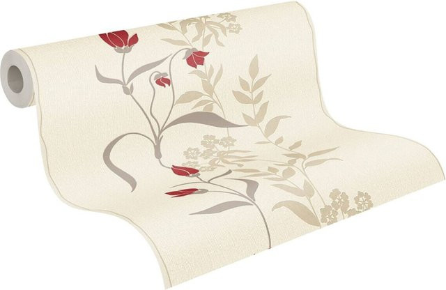 Livingwalls Vliestapete Best of Vlies Floral in Beige und Rot, Breite: 53 cm, Länge: 1005 cm - Bild 1