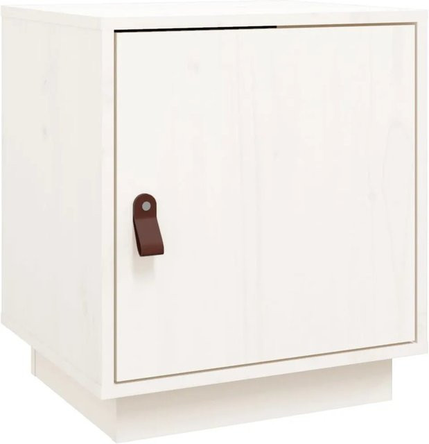 vidaXL Nachttisch Modell 3 aus massivem Kiefernholz in Weiß mit rustikaler Optik, B/T/H: 34 x 34 x 45 cm - Bild 1