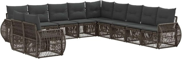vidaXL Gartensofa-Set 11-tlg. in U-Form aus Poly-Rattan und Metall, Grau und Anthrazit - Bild 1