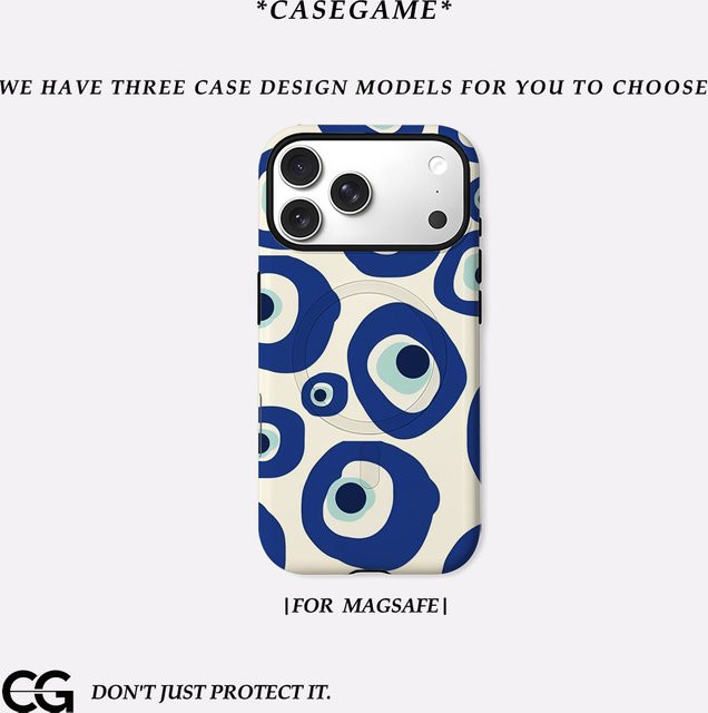 Blue Eye Dot Handyhülle für iPhone 17 16 15 14 13 Pro Max Plus, robuste doppelschichtige Hülle mit Magnetfunktion, Blau - Bild 1