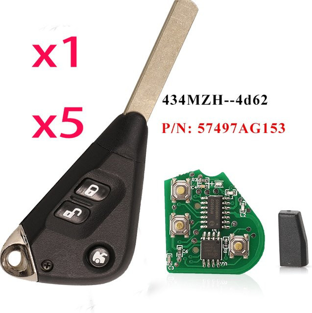 Jingyuqin Ersatz-Autoschlüssel mit 3 Tasten und 4D62Chip, 433 MHz, Schwarz, für Subaru Liberty Impreza Forester Outback B13 2005–2009 - Bild 1