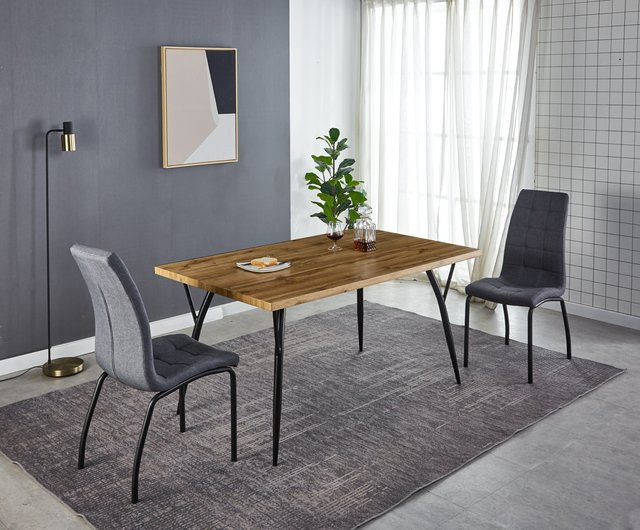 TPFLiving Esszimmertisch LEVI in Eiche-Dekor mit schwarzen Metallbeinen, B/T/H: 150 x 90 x 77 cm - Bild 1