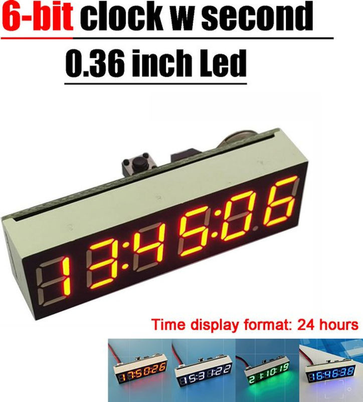 Digitale LED Elektronische 6-Bit Uhr mit Sekundenanzeige und Helligkeitsanpassung, Rot/Schwarz, DC 5V 12V - Bild 1