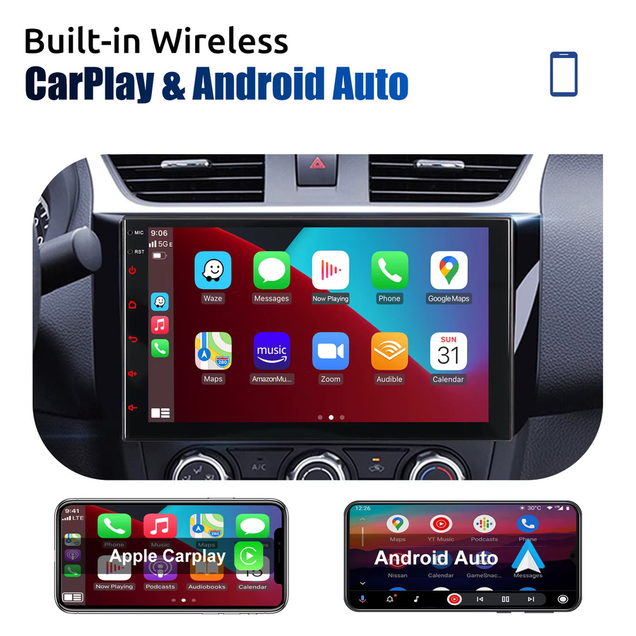 ESSGOO Universelles 2 DIN Autoradio mit 7 Zoll Android 15 Display, 4GB RAM + 128GB Speicher, Wireless Carplay, GPS, WiFi, Bluetooth und Mirror Link in Schwarz - Bild 4