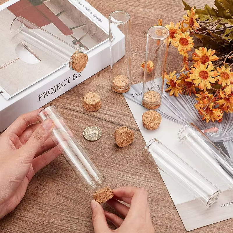 10 Stück transparente Glas-Reagenzgläser mit Korkstopfen, 60 ml Mini-Glasflaschen für Gastgeschenke, Gewürze oder Dekoration - Bild 3
