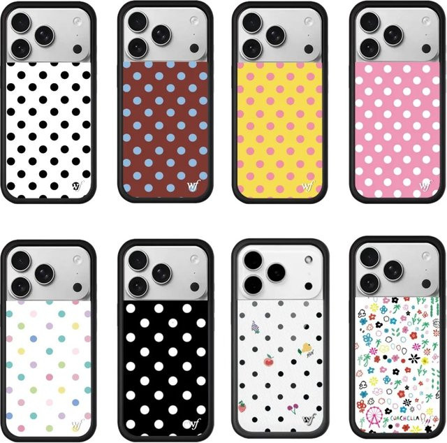 Wildflower INS Cherry Polka Dot Handyhülle für iPhone 17 16 15 14 13 12 Pro Max Plus in Rosa, Blau und Rot - Bild 1