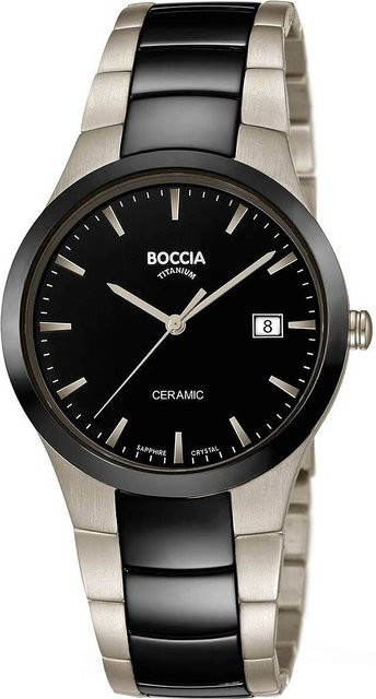 Boccia Herrenuhr, Quarz, Keramik, Titanium, 39 mm, Schwarz, 5 ATM - Bild 1