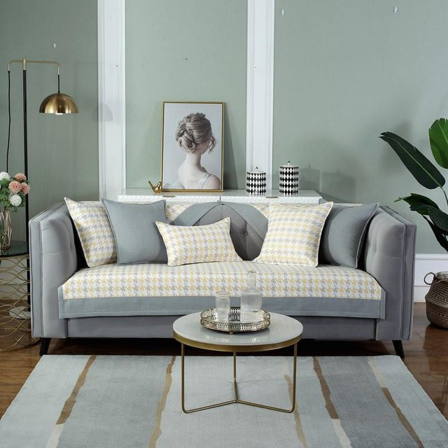 Super Six Chenille Sofakissenbezug im Hahnentritt-Design, quadratisch, B/H: 70 x 70 cm - Bild 1