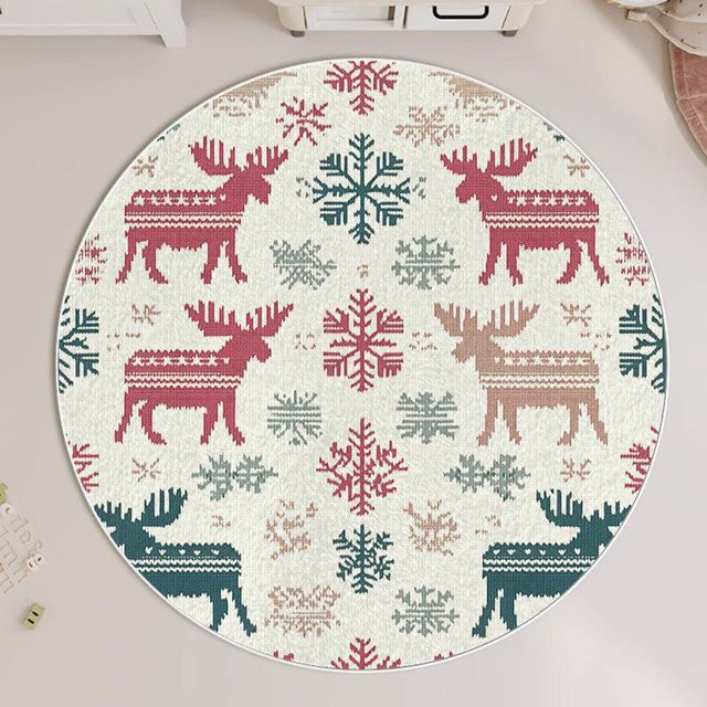 Weihnachtsteppich aus Crystal Cashmere in Rot, rund, waschbar und schmutzabweisend, Durchmesser: 80 cm - Bild 1