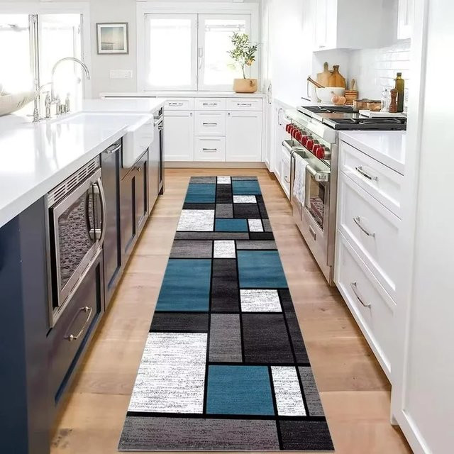 VIKAMA Moderner Geometrischer Teppich in Multicolour, Fleckresistent und Rutschfest, B/T: 120 x 50 cm - Bild 1