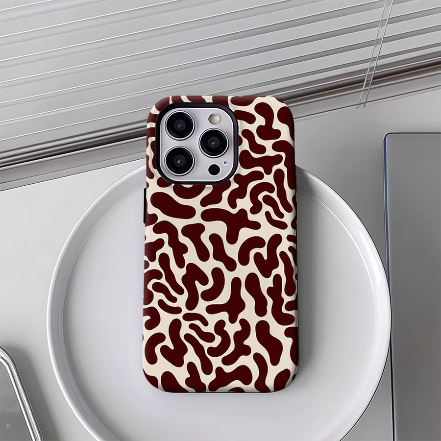 Handyhülle mit unregelmäßigem Muster in Braun und Weiß für Apple iPhone 17 16 15 14 13 Pro Max Plus mit doppelschichtiger Rückseite - Bild 5