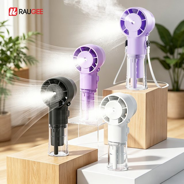 Tragbarer Mini-Sprühventilator von ragee in Weiß mit USB-Wiederaufladung für unterwegs und Schreibtisch - Bild 1