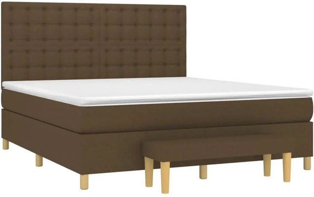 vidaXL Boxspringbett Hybrid mit Matratze und Taschenfederkern, Dunkelbraun und Weiß, B/T/H: 160 x 200 x 128 cm - Bild 1