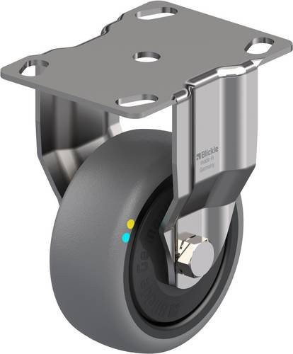 Blickle Bockrolle BKPXA-TPA 80KFD-ELS in Schwarz-Grau mit Edelstahlschraube und Rad-Durchmesser 80mm, Tragfähigkeit max. 65kg - Bild 1