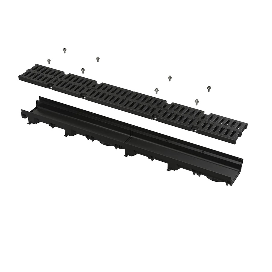 Alcadrain Entwässerungsrinne 60 mm mit Kunststoffrand und Komposite-Rost in Schwarz B125 - Bild 2
