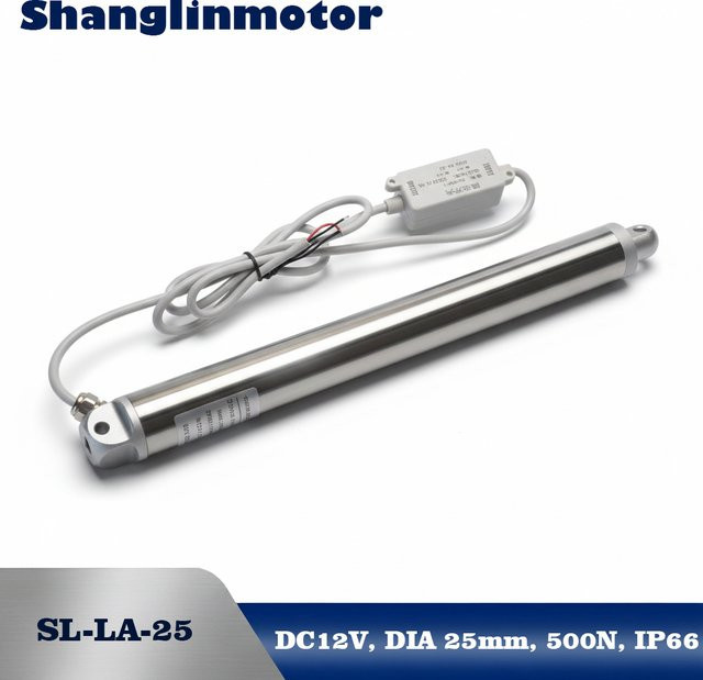 Fandeii Elektrischer Linearantrieb aus Edelstahl in Silber, 12V Teleskopstange mit 300N Traglast und Hub 50-350mm, IP66 Wasserdicht Marinequalität - Bild 1