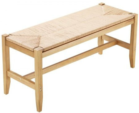 VEVOR Rattan Bank im Boho-Stil mit Eichenholzbeinen, beige, B/T/H: 113,0 x 38,0 x 45,5 cm - Bild 1