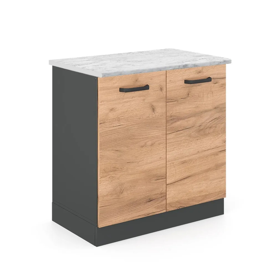 Vicco Spülenunterschrank R-Line Küchenunterschrank Goldkraft Eiche Anthrazit mit Marmor-Optik B/T/H: 81,6 x 46,0 x 80,0 cm - Bild 2